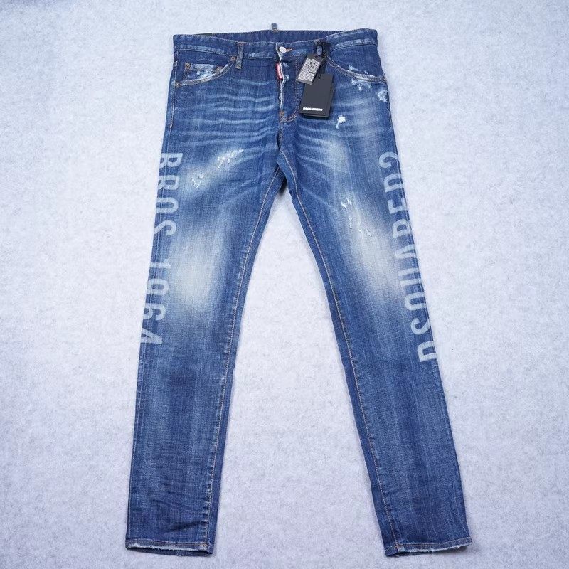 亏清 意大利 COOL GUY JEAN弹力舒适字母做旧破洞修身牛仔裤