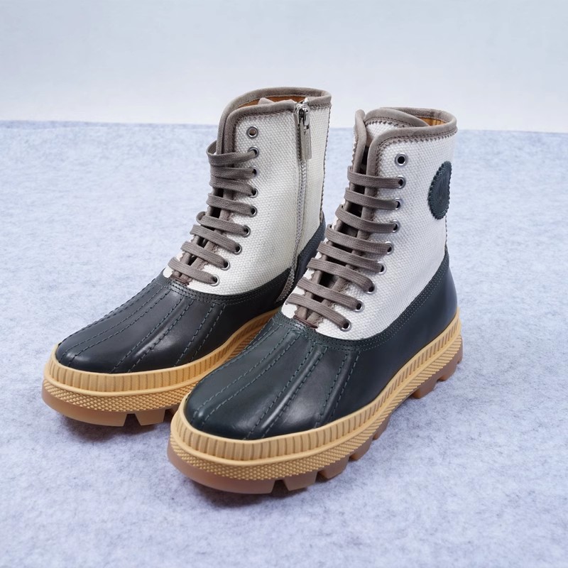 jimmy choo油蜡帆布牛皮拼接系带侧拉链马丁靴 高帮帆布鞋  款6