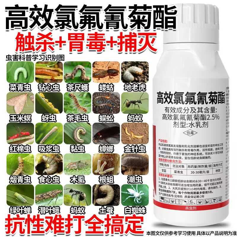 高效氯氟氰菊酯功夫菊酯菜青虫蚜虫蔬菜花卉果树农药批发杀虫剂