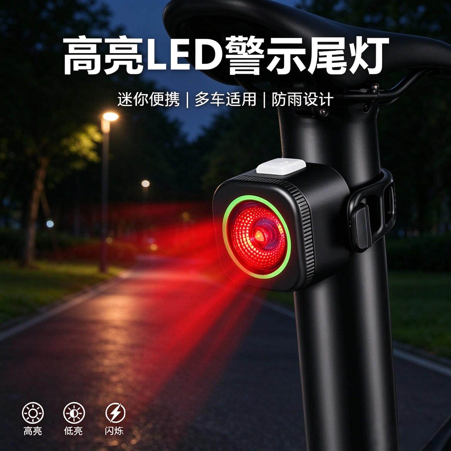 适用于喜德盛折叠自行车夜骑灯尾灯高亮警示防水便携w5/w3/w7配件