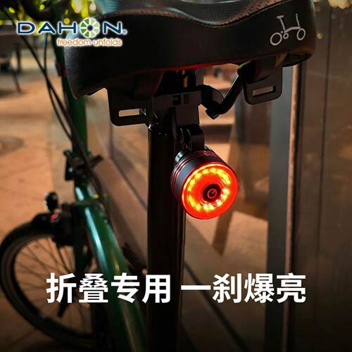 适用dahon大行折叠自行车尾灯夜骑警示刹车感应p10/p8/d6/d10/412
