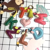 字母钥匙扣纯手工真皮定制韩国可爱情侣闺蜜创意生日礼物包包挂件