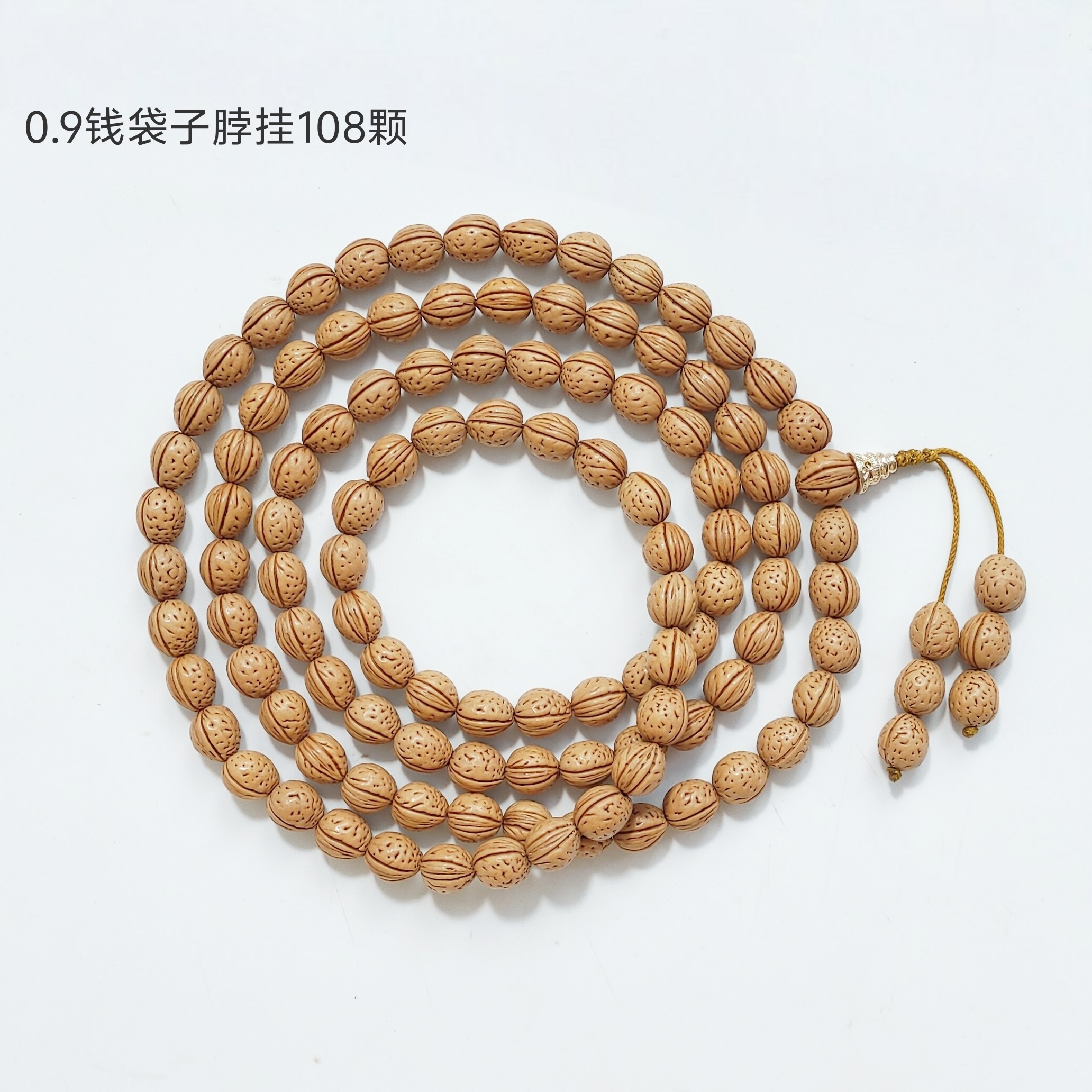 精品天然小籽野生龙脑纹桃核长串手工项链手持念珠挂脖佛珠108颗