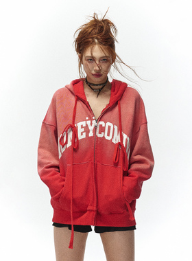 Babefish onze480克重磅原创马骝破坏“来钱”黑红色卫衣大外套