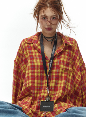 Babefish onze原创设计破坏撕裂毛边双面磨毛男友风防晒情侣衬衫