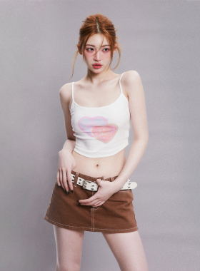 BabeFish Onze爱心吊带夏季甜辣纯欲背心设计感辣妹短款无袖上衣