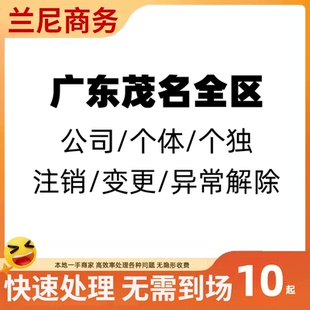 广东茂名个体营业执照办理注销茂南电白高州化州信宜公司变更异常