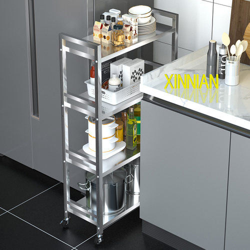 超窄不锈钢夹缝架可移动小推车