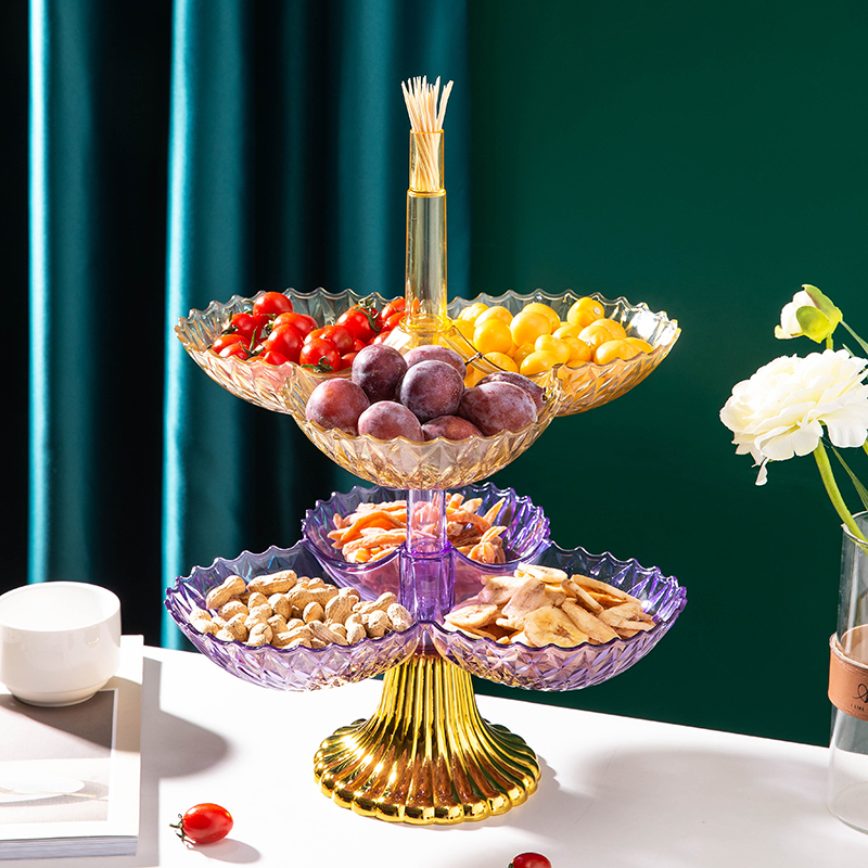 可叠加旋转多层水果盘客厅家用