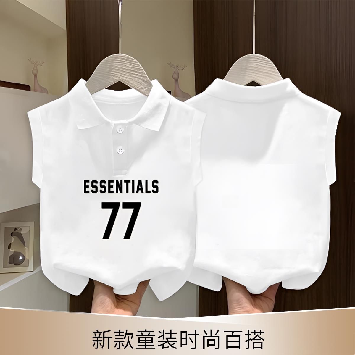 2025新款男童女童夏装无袖背心T恤洋气时尚百搭POLO衫上衣童装潮