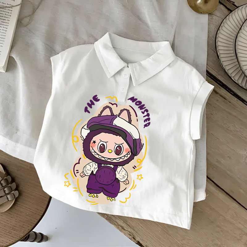 儿童宝宝卡通国潮无袖背心夏季女童薄款宽松POLO衫拉布布拉上衣服