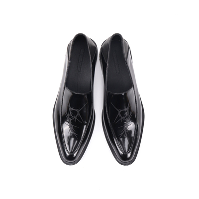 Asthershop原创【荆棘系列】尖头牛皮乐福鞋 粗跟夏季黑色小皮鞋