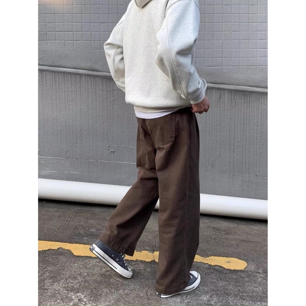 高级感美式复古水洗做旧牛仔裤男秋季潮牌宽松直筒阔腿休闲长裤子
