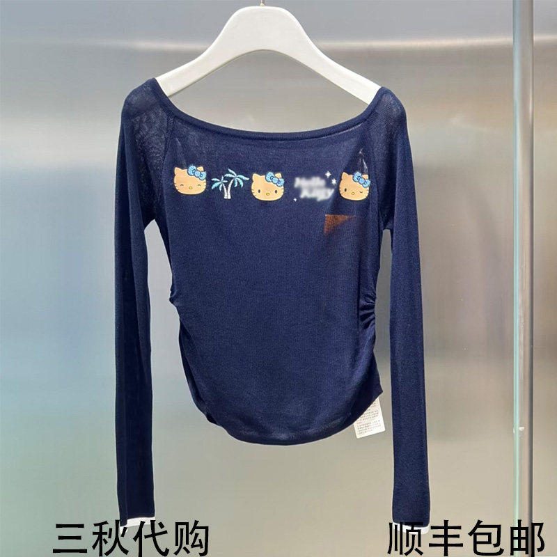 REVANYAYA芮范雅2026新款凯蒂猫抽褶长袖针织衫T恤女R30601390