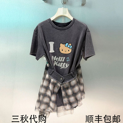 REVANYAYA芮范雅2026夏季新款卡通刺绣格纹腰封连衣裙R31101023