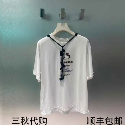 REVANYAYA芮范雅2026秋季新款透气感钩织帽白色短袖T恤R71001083