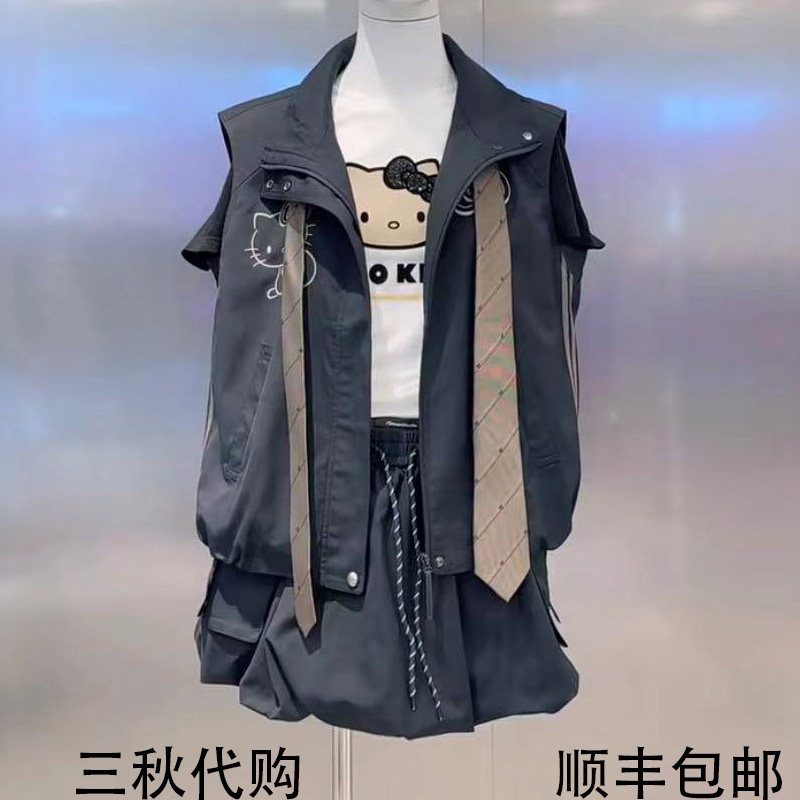 REVANYAYA芮范雅2026年夏季新品印花领结休闲马甲套装女R32403179