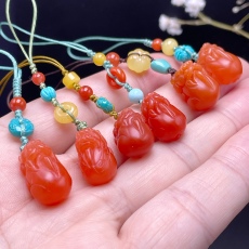 DIY аксессуары 精品天然原矿保山南红貔貅手机挂件车钥匙配饰女生百搭款优质饰品