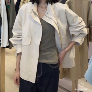 2024YP巴黎美学夹克廓形简约米白色外套宽松高级感YY1245 念念