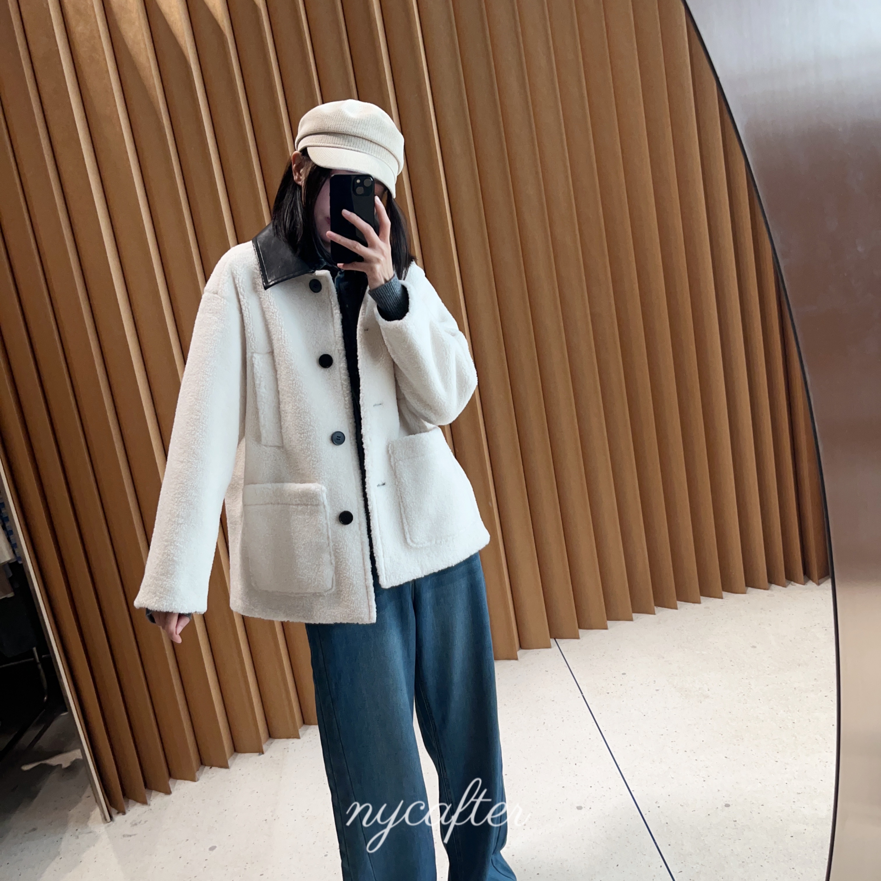 【念念】nycafter新款   皮领仿羊羔毛绒外套  251042