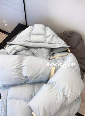 清仓NYCAFTER2023新款am*连帽可拆卸马卡龙色系休闲羽绒服外套
