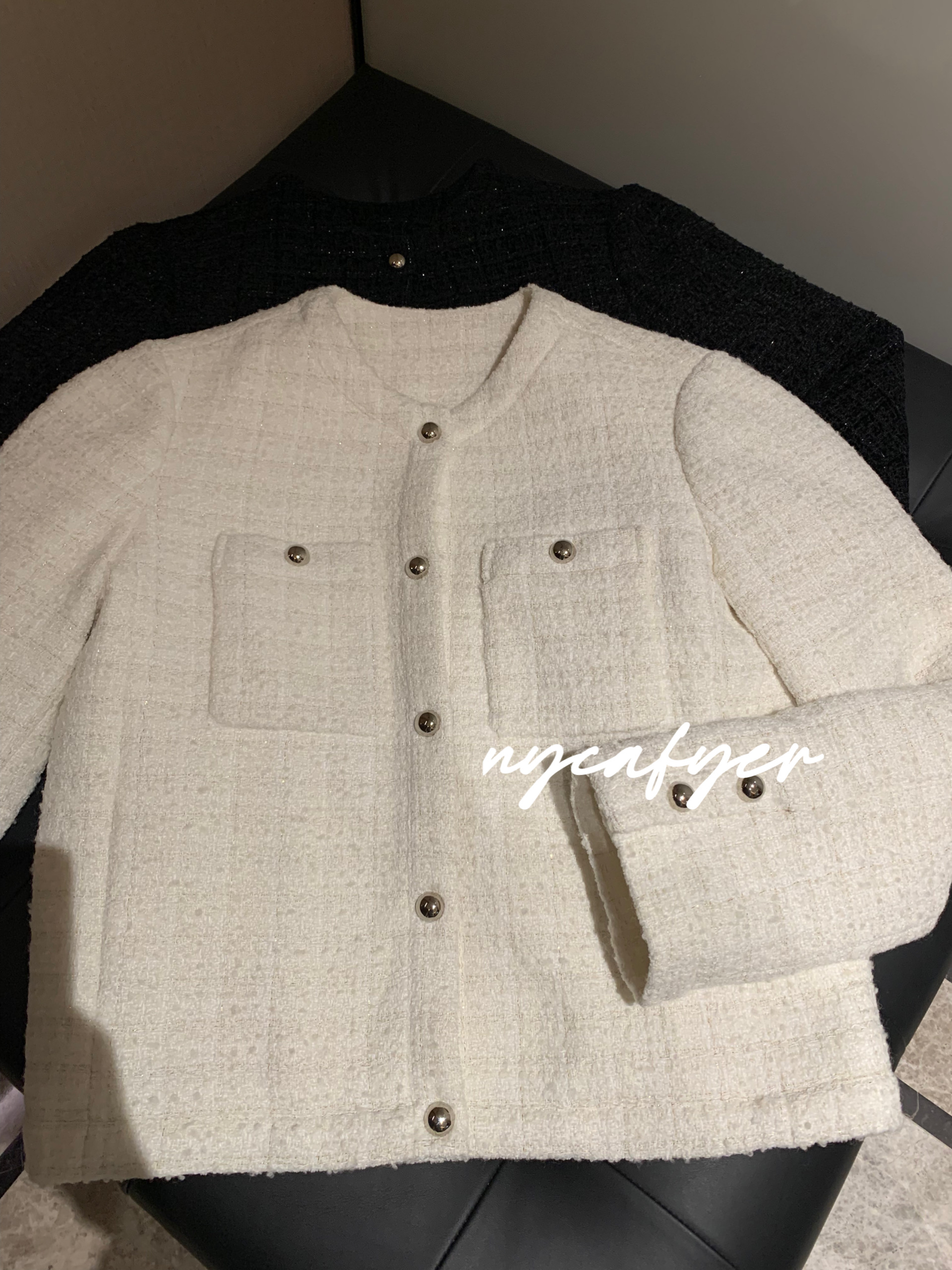 重工小香风无领羽绒服