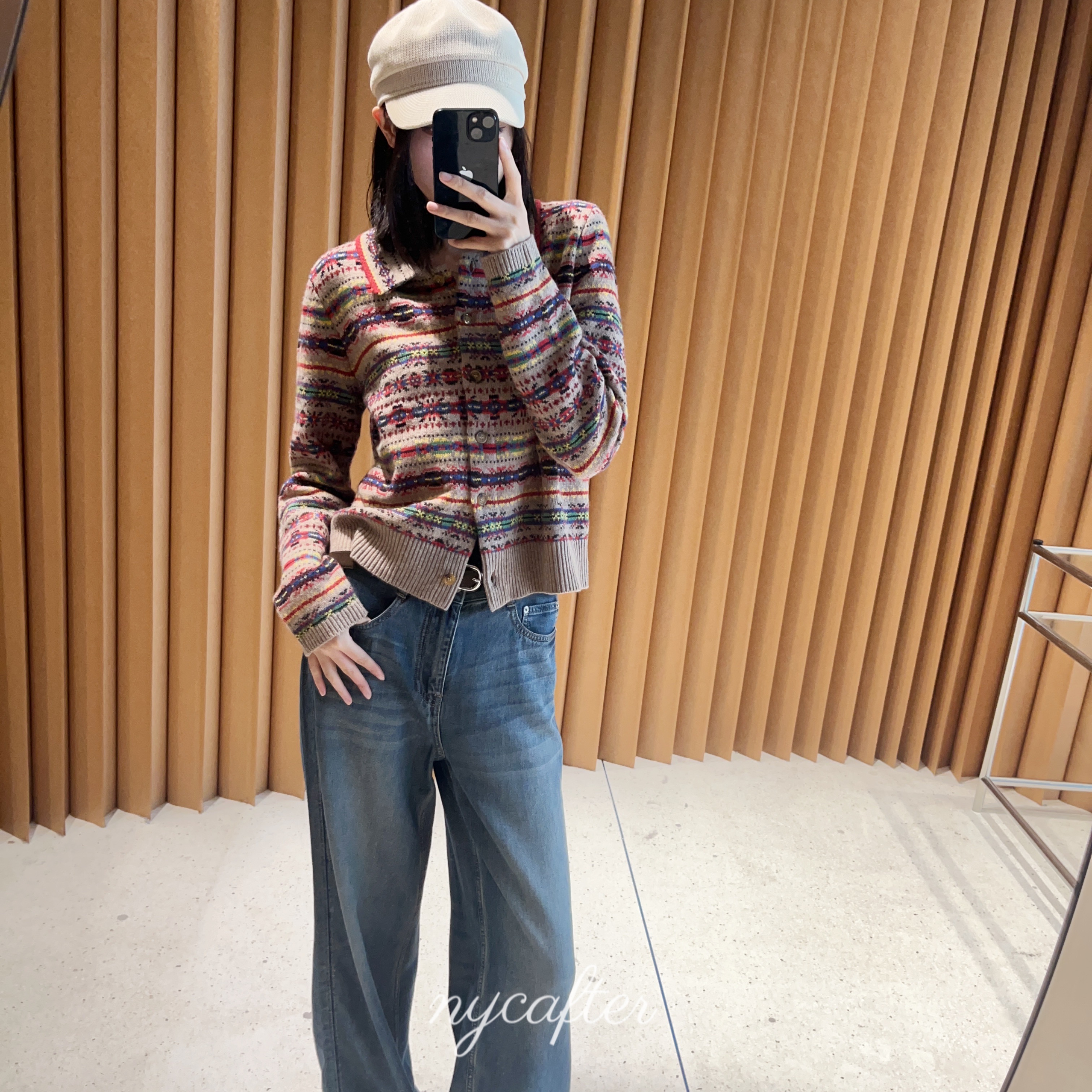 【念念】nycafter 羊毛长袖针织衫民族风翻领毛衣开衫jy3428