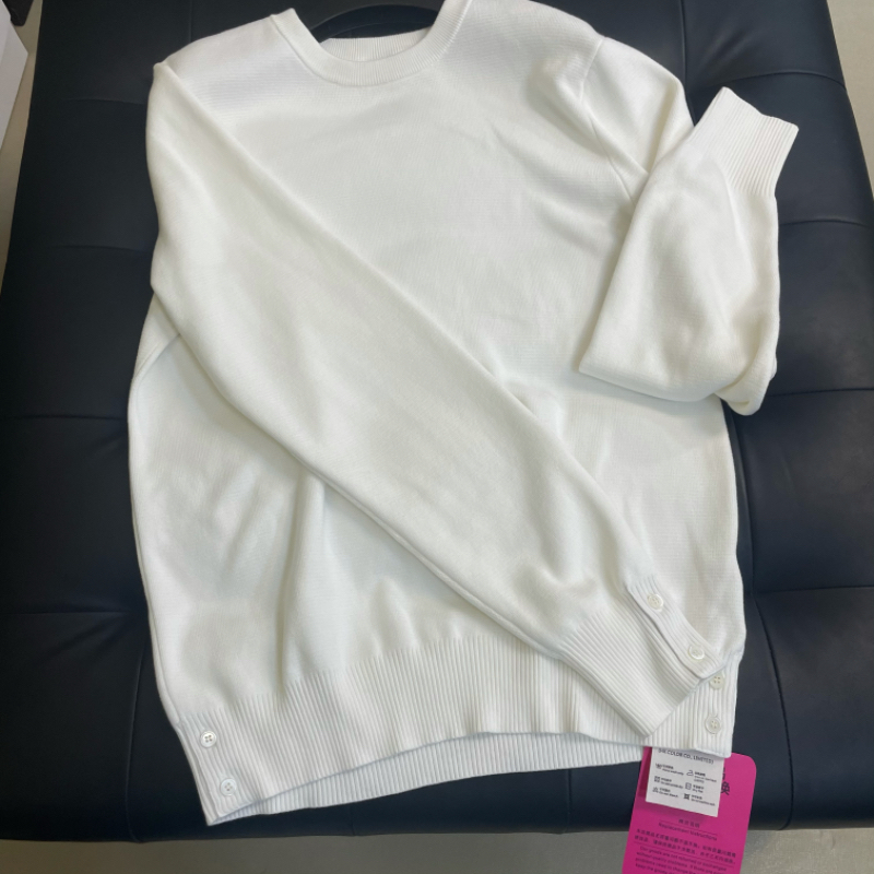 【念念】2025潮牌女装设计师圆领白色卫衣四杠YY1617