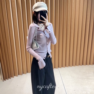 念念 开衫 nycafter新款 微喇坑条翻领修身 1331 简约气质