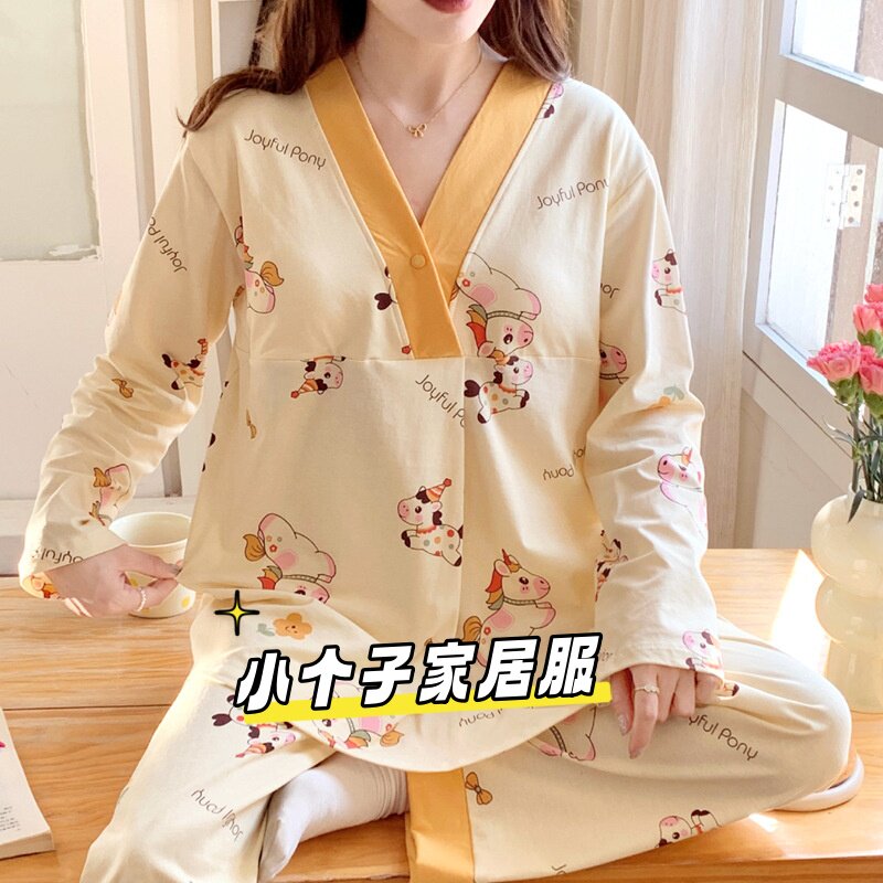 春秋产后哺乳带胸垫月子服套装