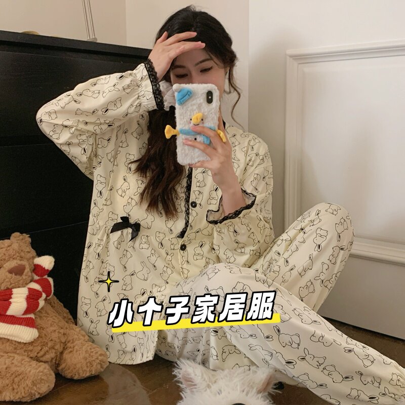 春秋小个子带胸垫哺乳月子套装