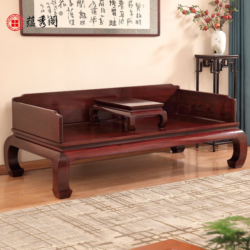 赞比亚血檀明式独板罗汉床中式