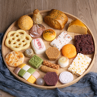 仿真中式糕点模型甜品点心水果蛋糕喜饼松花糕蛋黄酥麻花道具教具