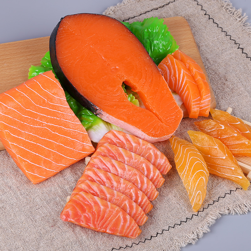 仿真三文鱼模型寿司料理三文鱼片块海鲜鱼类食物菜品拍摄道具玩具-封面