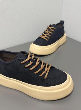 潮流鞋子春季舒适2025新款时尚厚底百搭运动休闲板鞋系带复古男鞋