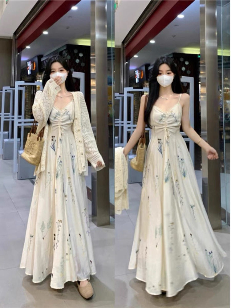 Plus size french luxury dress women's spring vintage embroidery sundress fat mm belly cover slim skirt