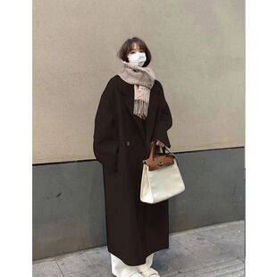 秋冬季小香赫本风毛呢外套女韩版学院小个子高级感中长款过膝大衣
