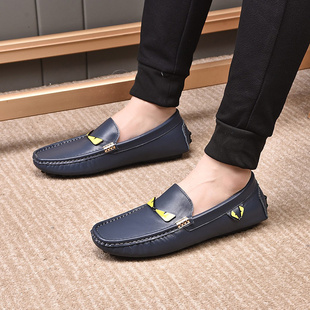 邦家尼欧洲站豆豆鞋真皮男鞋英伦透气一脚蹬懒人驾车鞋舒适休闲B