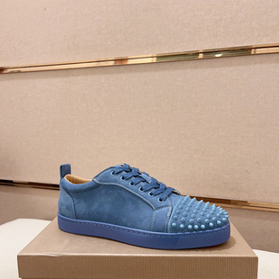 邦家尼真皮欧洲站男鞋男板鞋潮牌单鞋发型师反绒皮运动鞋嘻哈柳钉