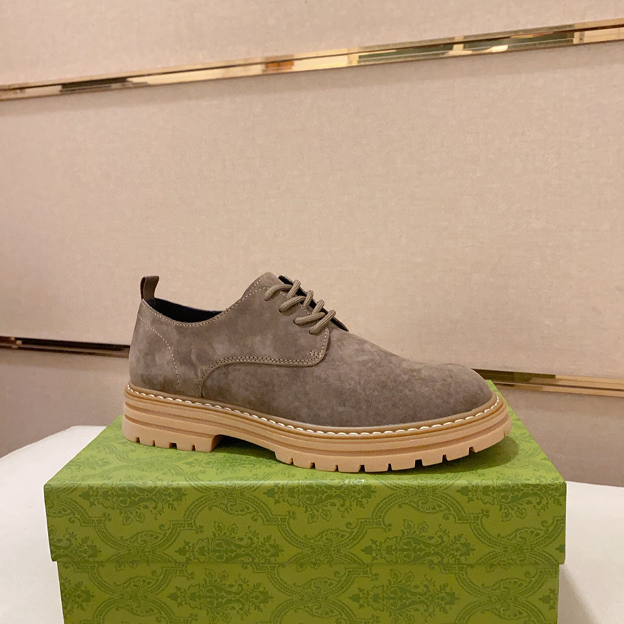 男鞋复古欧美反绒皮布洛克单鞋