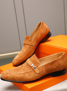 邦家尼欧洲站一脚蹬驾休闲皮鞋牛津鞋真皮乐福鞋男鞋潮牌新磨砂皮