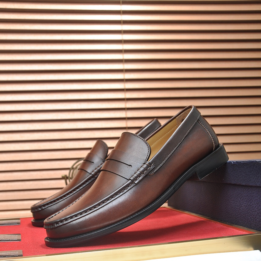 邦家尼一脚蹬复古皮鞋套脚男