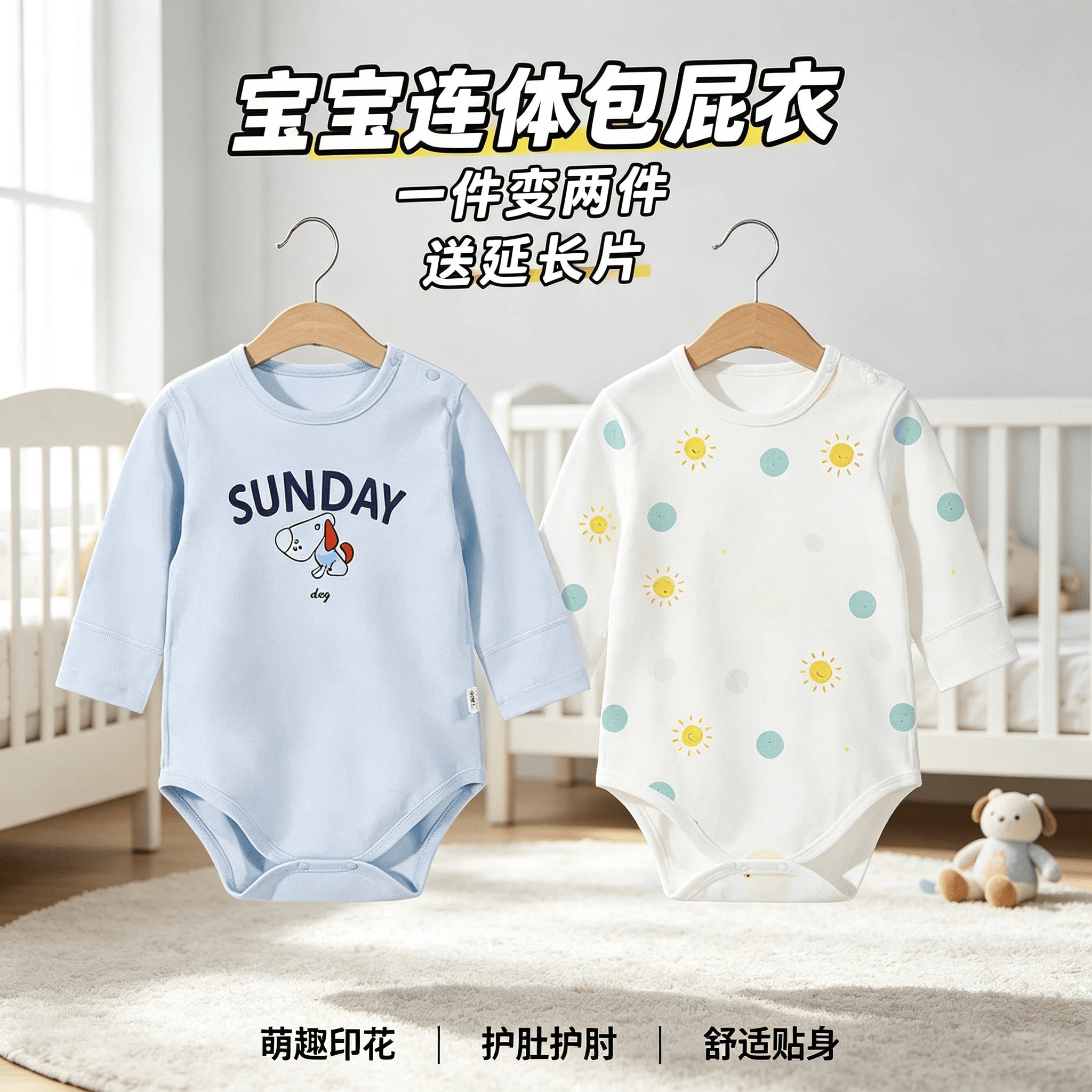 婴儿A类纯棉秋冬厚长袖哈衣