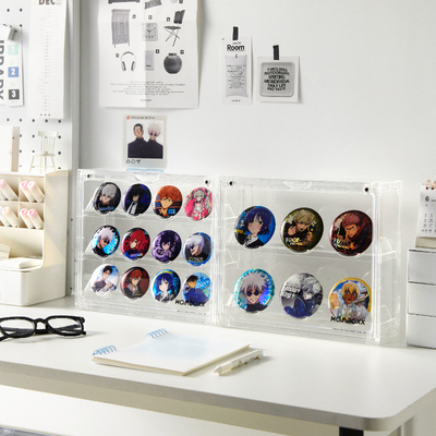 RMAX吧唧透明展示架谷子徽章桌面收纳盒亚克力带盖盒子周边整理柜