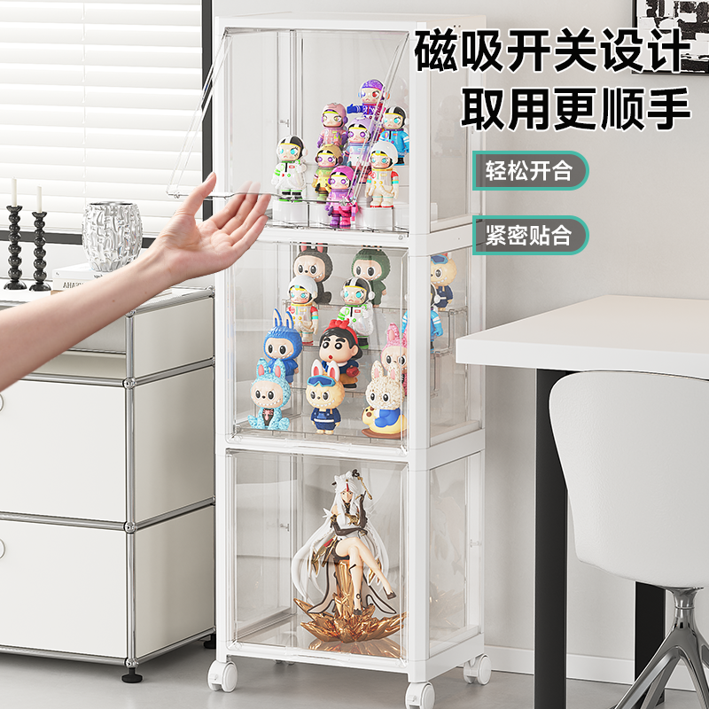 RMAX展示盒亚克力透明labubu带灯光拉布布娃娃公仔盲盒手办柜架子