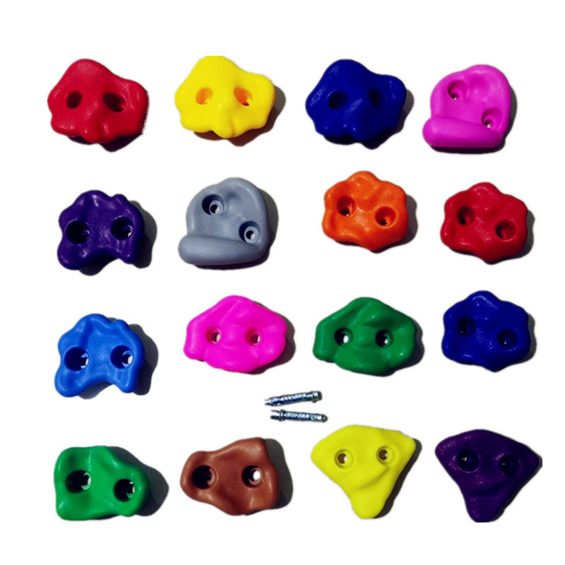 新款塑料双孔加厚攀岩石岩点儿童成人假山壁虎墙室内外攀岩墙支点