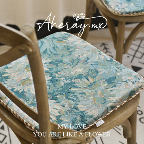 美式复古餐椅垫四季可拆洗马蹄形