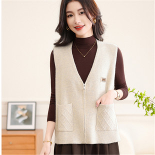 外套 背心毛衣坎肩无袖 2026春新款 V领针织马甲女外穿拉链叠穿开衫