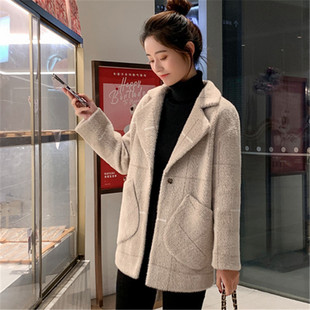 反季促销2024新款水貂绒外套女中长款韩版小个子秋冬加厚毛呢大衣