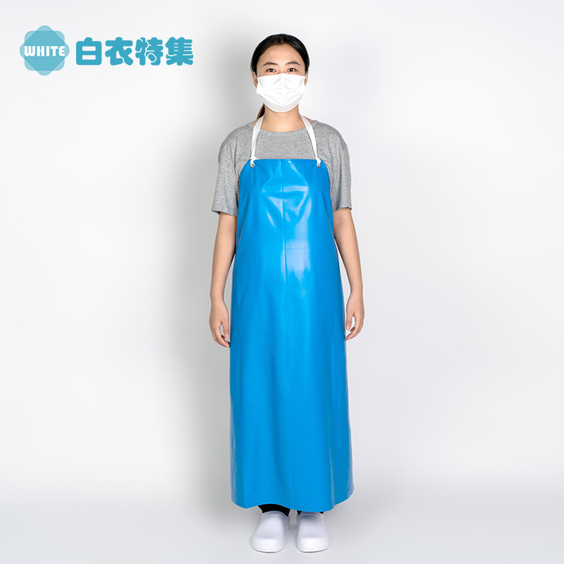 天蓝色防水防油围裙耐磨耐酸碱食品加工厂车间无袖pvc围裙餐馆